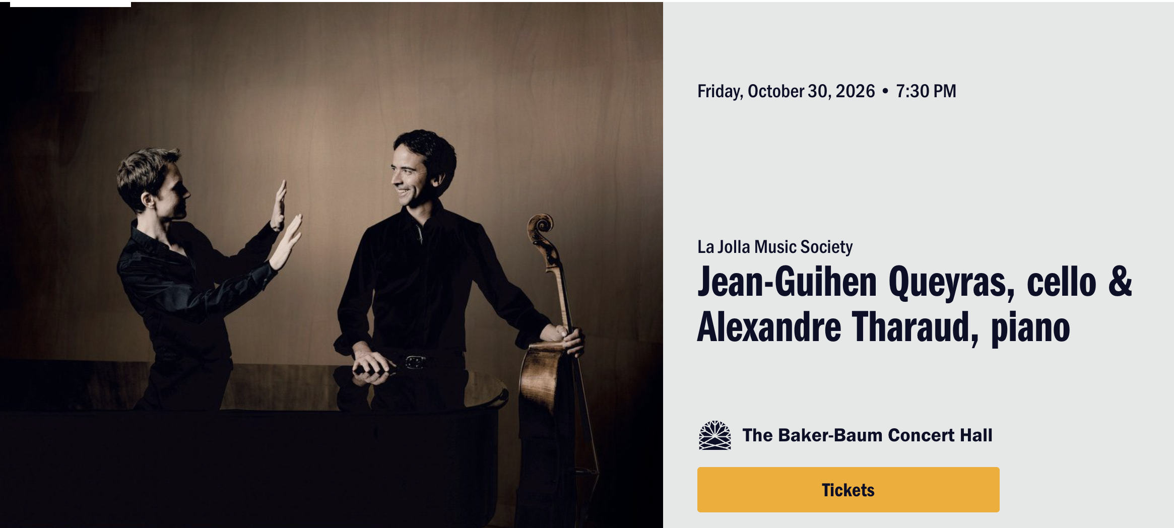 Jean-Guihen Queyras, cello & Alexandre Tharaud, piano